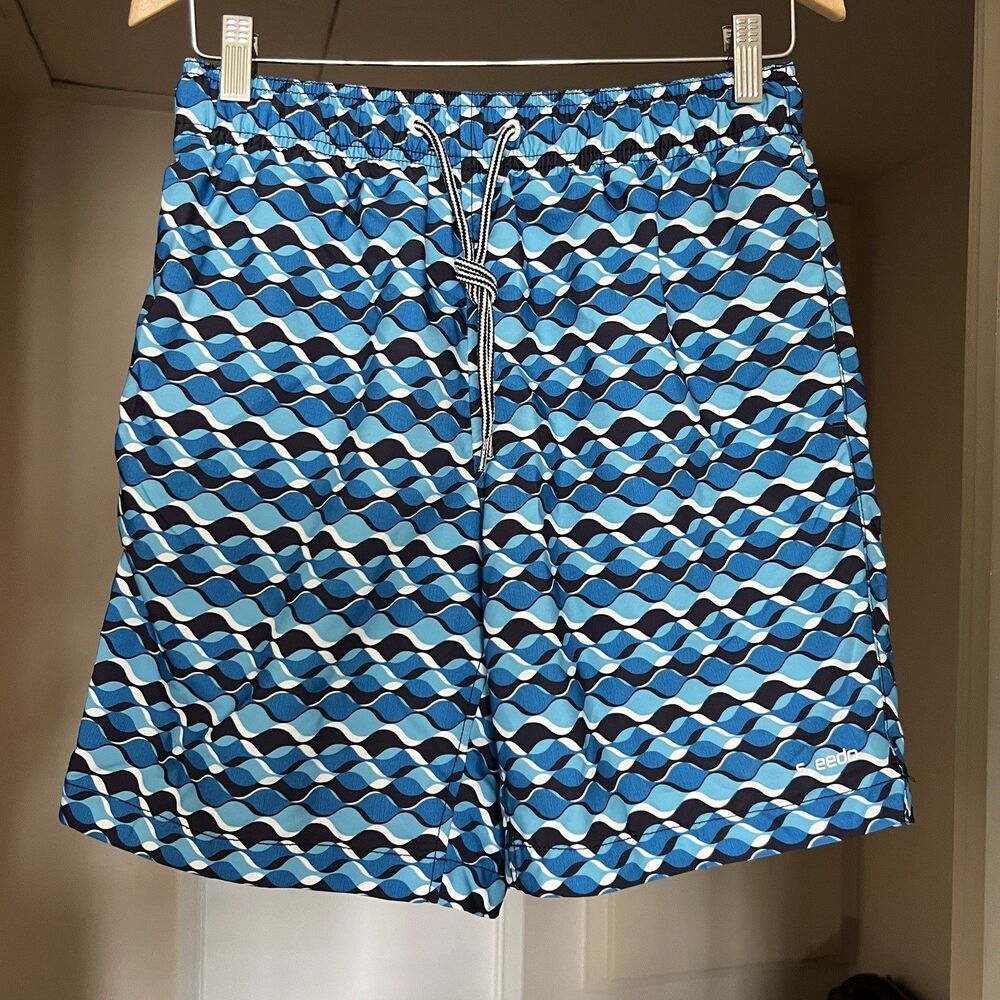 Speedo Men's Blue Printed Swim Trunks Size Small Quick-Dry Beach Shorts